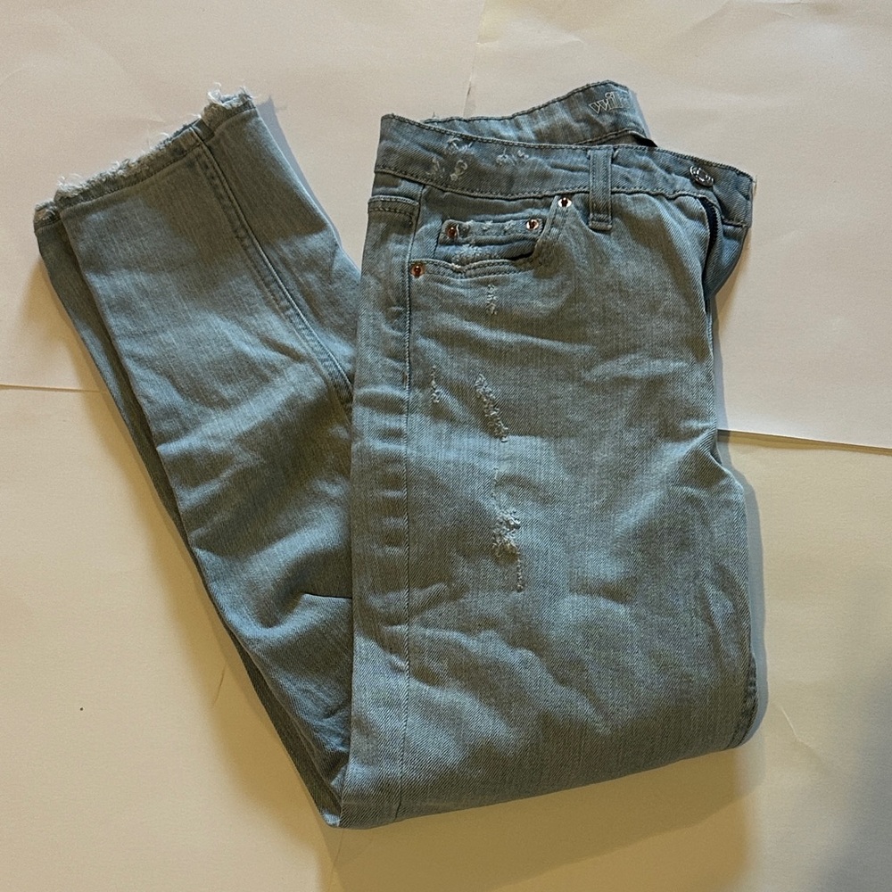 Wild Fable Womens Distressed Light Blue High Rise Mom Jeans
